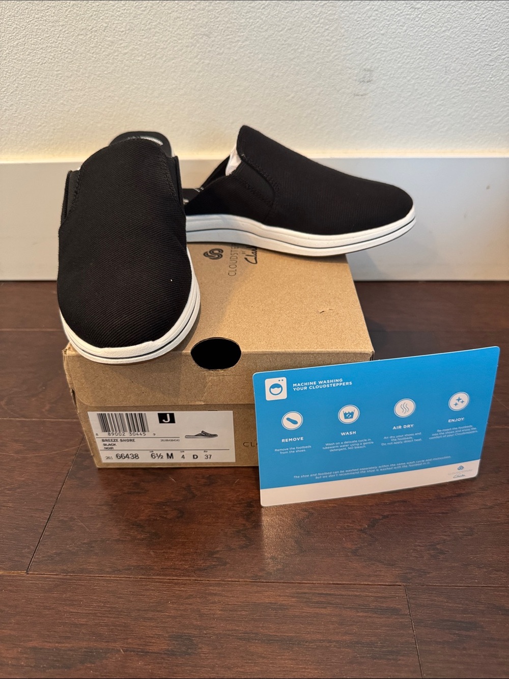Black Slip-On Canvas Washable Sneakers - White Sole